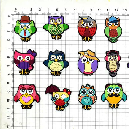 25-100pcs Animal Owl Shoe Charms PVC DIY Shoes Decoration Sandal Accessories Buckle for Kids Woman Party Gifts