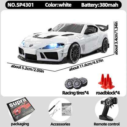 JXC 1:43 Mini 4WD RC Drift Car Supra SP4301 2.4GHz Remote Control with Gyroscope Adjustable Speed Cool LED Light Toy Gift
