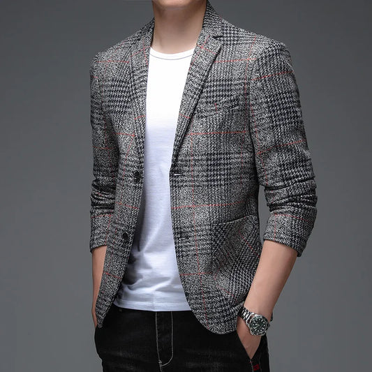 Spring Autumn Top Casual Suit Men's Wool Small Suit Middle-aged Young Korean Version Single West Jacket Autumn Men's Top