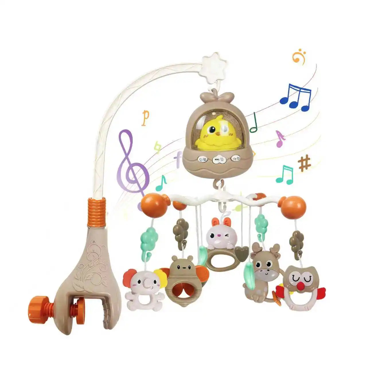 Musical Baby Crib Mobile with Projector Remote Control Night Light Sensory Hanging Toy for Newborns Infant Stroller