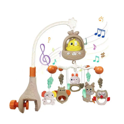 Musical Baby Crib Mobile with Projector Remote Control Night Light Sensory Hanging Toy for Newborns Infant Stroller