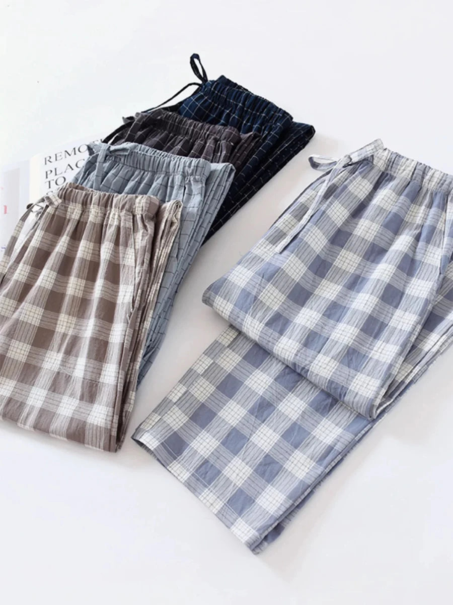Pajama Pants Men's Spring and Autum Trousers Casual Trousers Autum and Winter Thin Home Trousers Long Loose Home Trousers