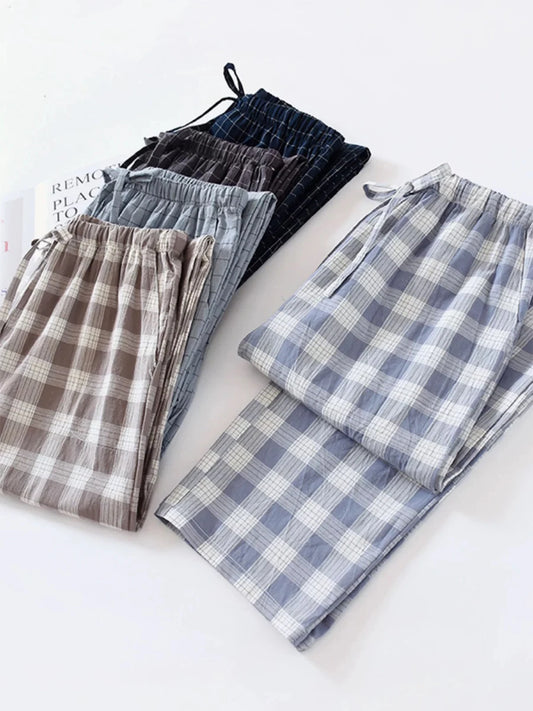 Pajama Pants Men's Spring and Autum Trousers Casual Trousers Autum and Winter Thin Home Trousers Long Loose Home Trousers