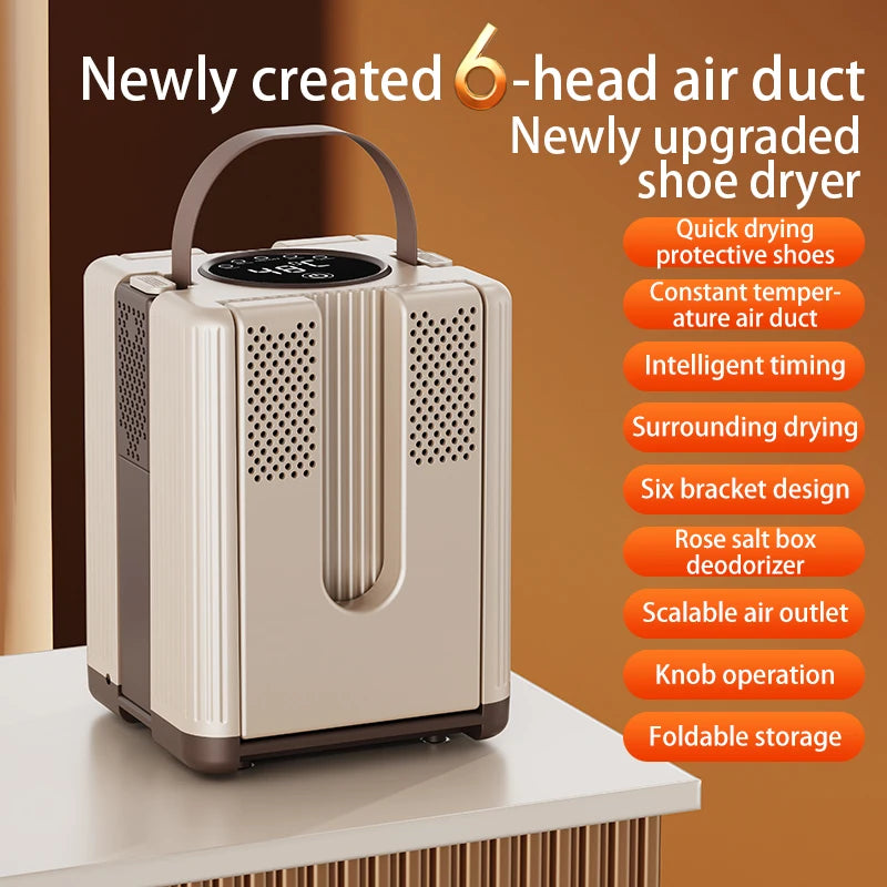 Six Arm Shoe Dryer Foldable Electric Shoe and Boot Dryer Timing Control Household Shoe Warmer Portable Heater For Socks Boots