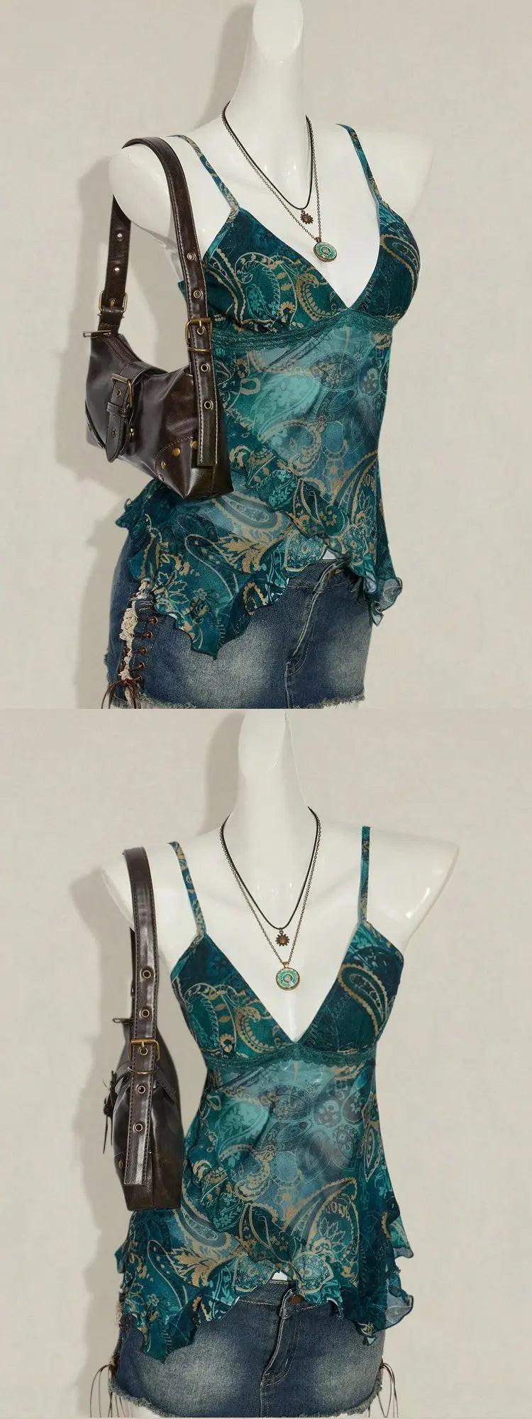 Fashionable Sexy Strap Vest Women's Slimming Print Mesh Top Versatile Stylish New Arrival Summer Season Other Material 100%