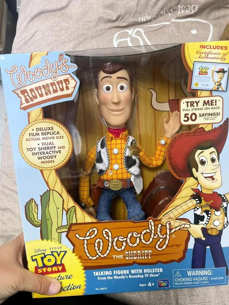 New Hot In Stock 40cm Pixar Toy Story  Woody Action Figures English Movie Sound Character Doll Cloth Cowboy Birthday Gift