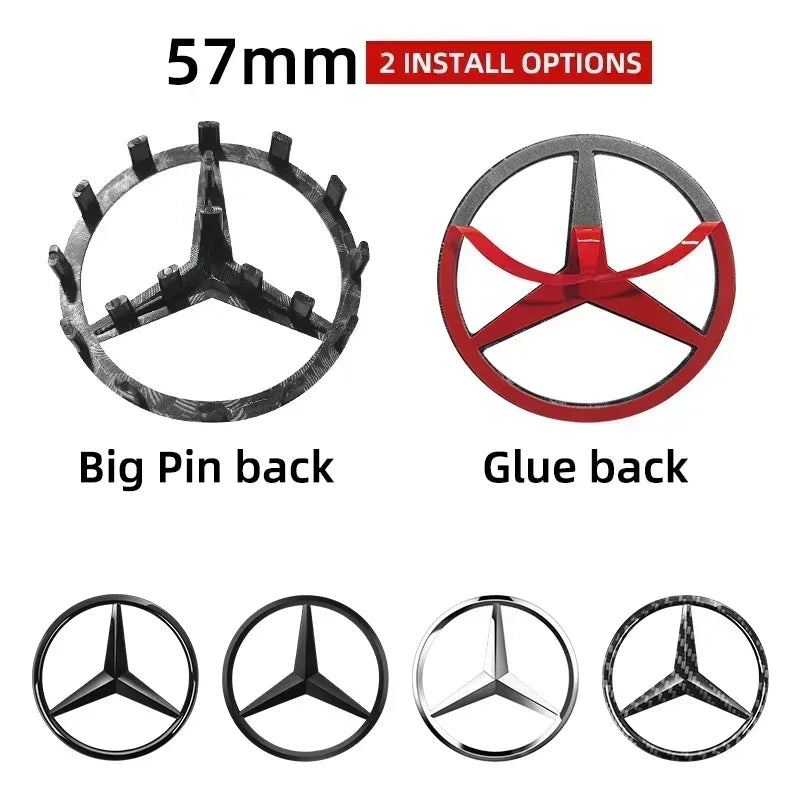1pcs 52mm 57mm Car Steering Wheel Badge Emblem Sticker Mercedes Benz Amg W204 W205 W212 W213 W221 W177 W246 GLA GLC CLA A AAXXZZ