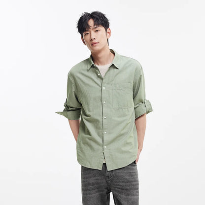 Semir Long Sleeve Shirt Men Cotton and Linen Shirt Coat 2025 New Summer Style Top for Commuting and Leisure