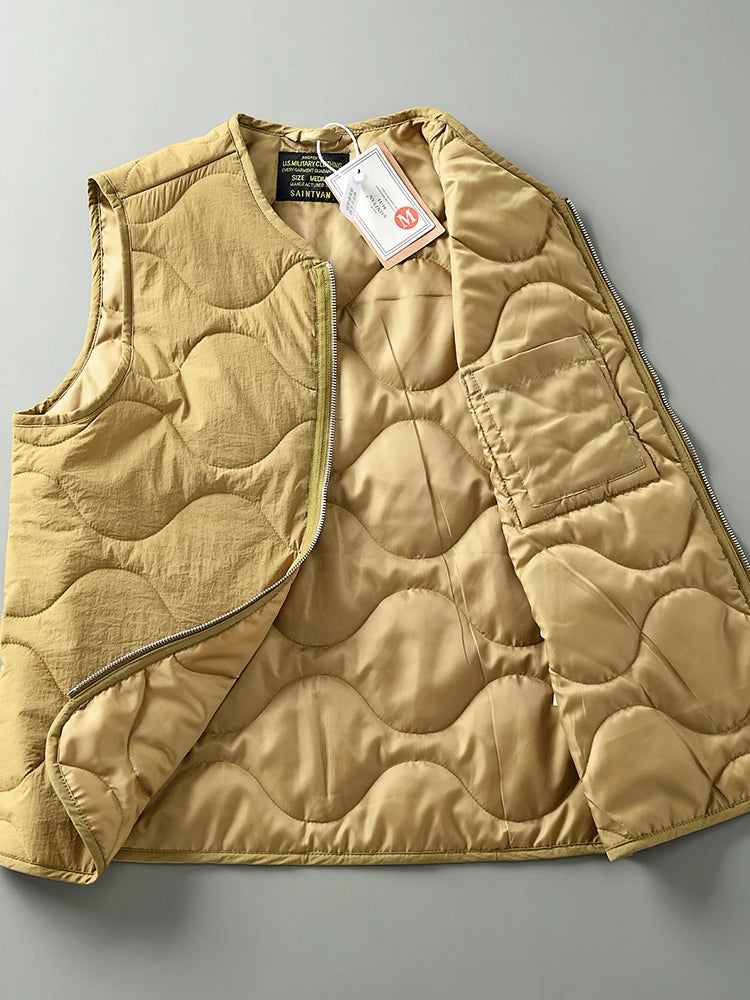 Lightweight Windproof Wearable Autumn Winter Men's Retro Casual Gourd Shaped Basted Cotton Vest Versatile All-Match Jacket