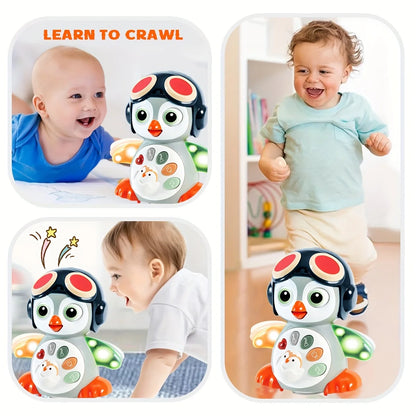 Dancing Moving Walking Crawling Penguin Toys, Learning Crawl Interactive Development Toy, Halloween/Christmas Gift