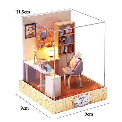 Hot Sale DIY Miniature Grape Wine Bar Dollhouse Kit with LED Light 3D Puzzle Mini House Gift for Friend Home Decor