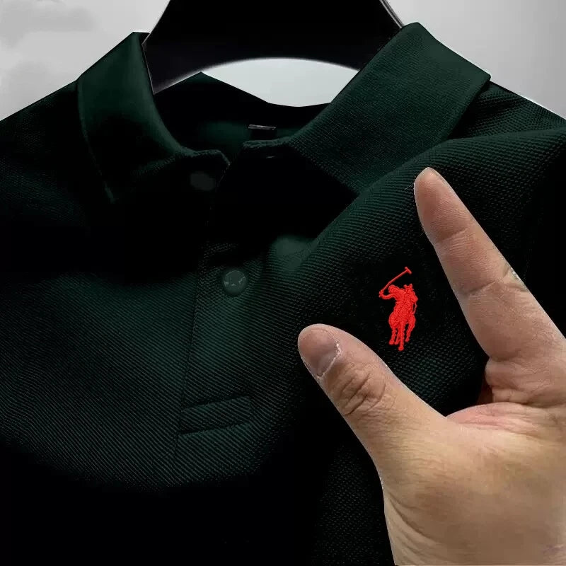 New Men's High-Quality Embroidered Logo Short-Sleeved Polo Shirt, Summer Fashion, Casual, Comfortable, Breathable T-Shirt Top