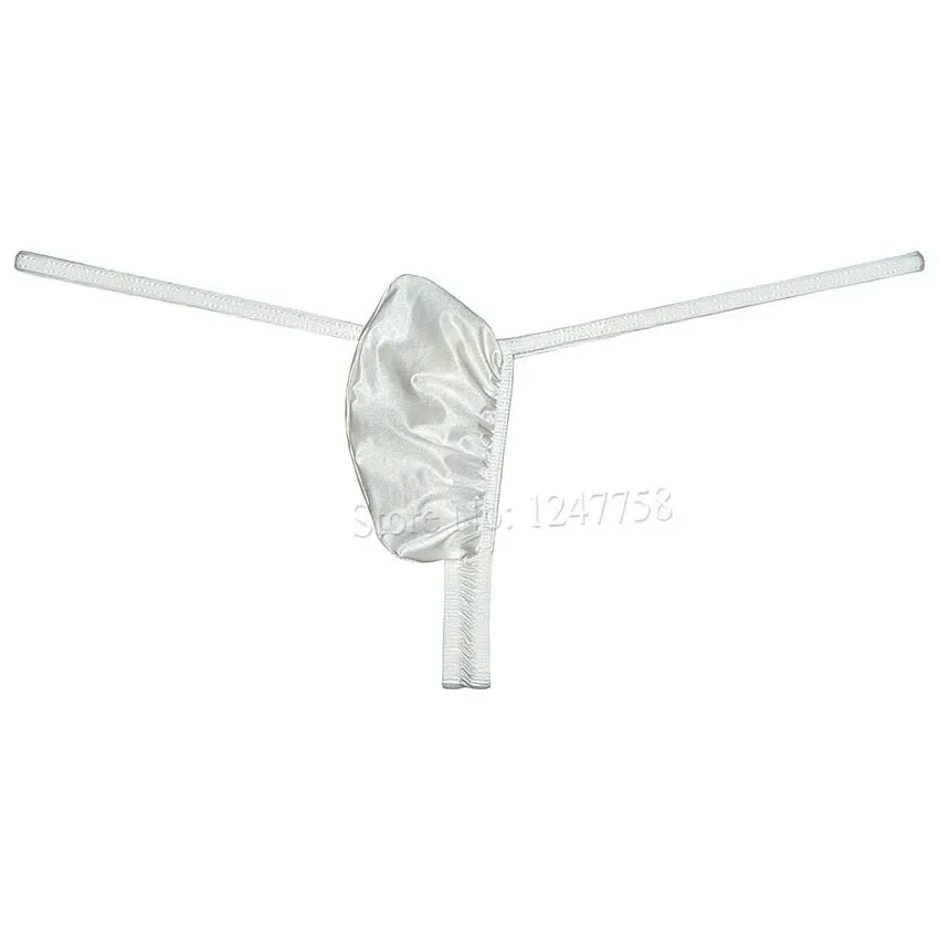 Men Push-out G-string Underwear Thongs and G Strings Low Rise Solid Enhance Pouch Bikini Thong Shiny T-back Lingerie