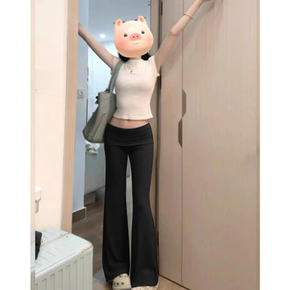 Gray Comfortable Loose Feeling Micro Flared Casual Pants Women's Spring Summer New Elastic Slimming Sports Yoga Floor-Length ...