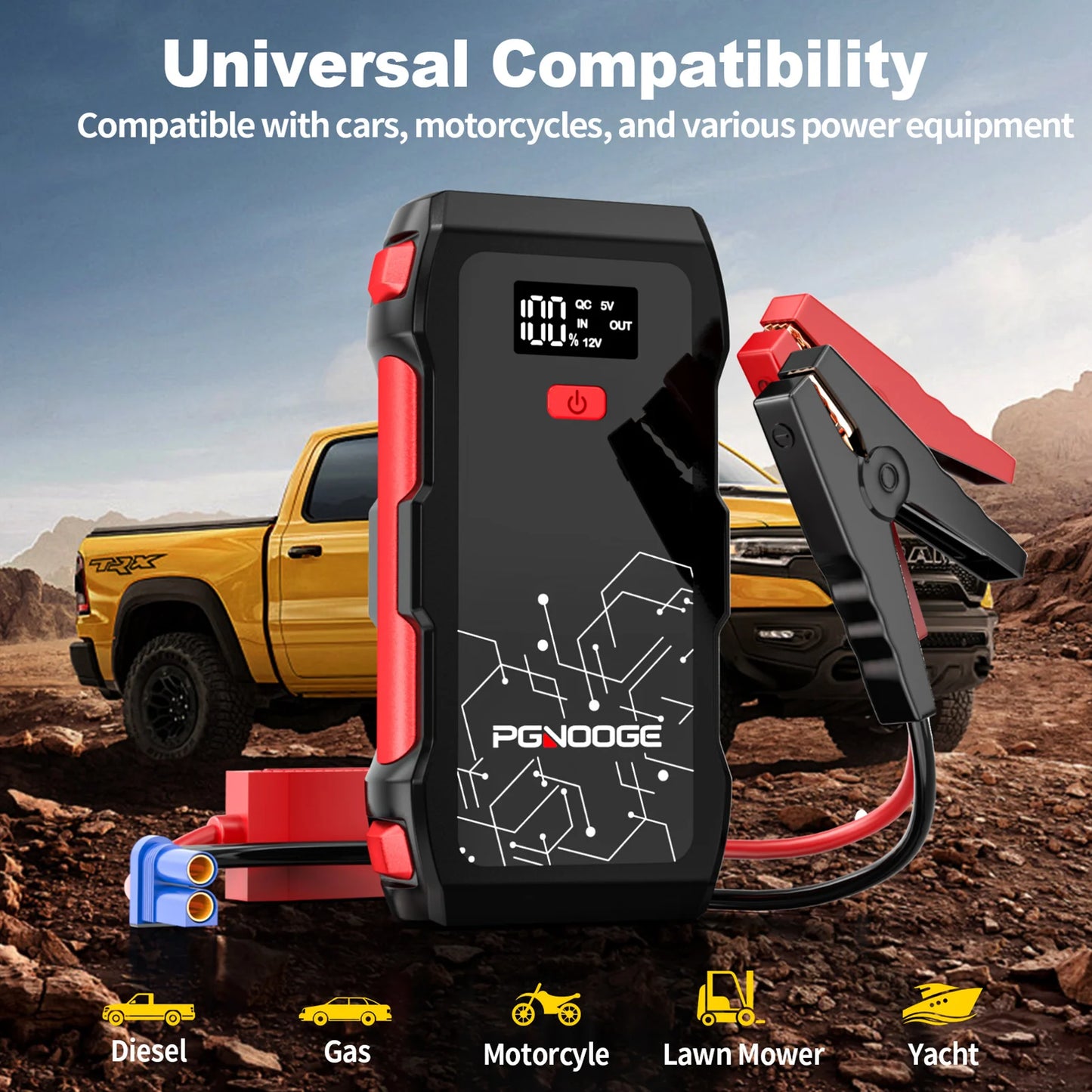6000A Car Jump Starter, 26800mAh Battery Power Pack for All Gas and 10L Diesel Engines, Portable Emergency Kit for Road Trips