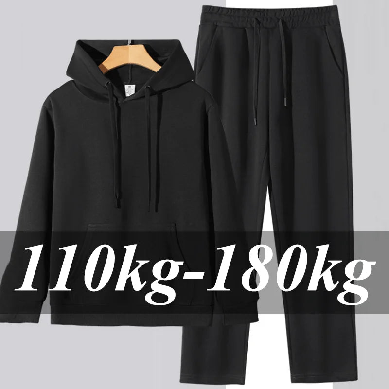 Men's Plus Size Casual Suit Hoodies Sweatshirt Sweatpants Straight-Leg Pants Loose Fit Versatile Casual Autumn Winter Sports Set