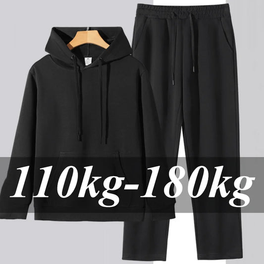 Men's Plus Size Casual Suit Hoodies Sweatshirt Sweatpants Straight-Leg Pants Loose Fit Versatile Casual Autumn Winter Sports Set