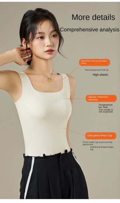 M-2XL For 40-75kg German Velvet Thermal Tank Top Women With Chest Pad Autumn and Winter Thickened Seamless Underwear