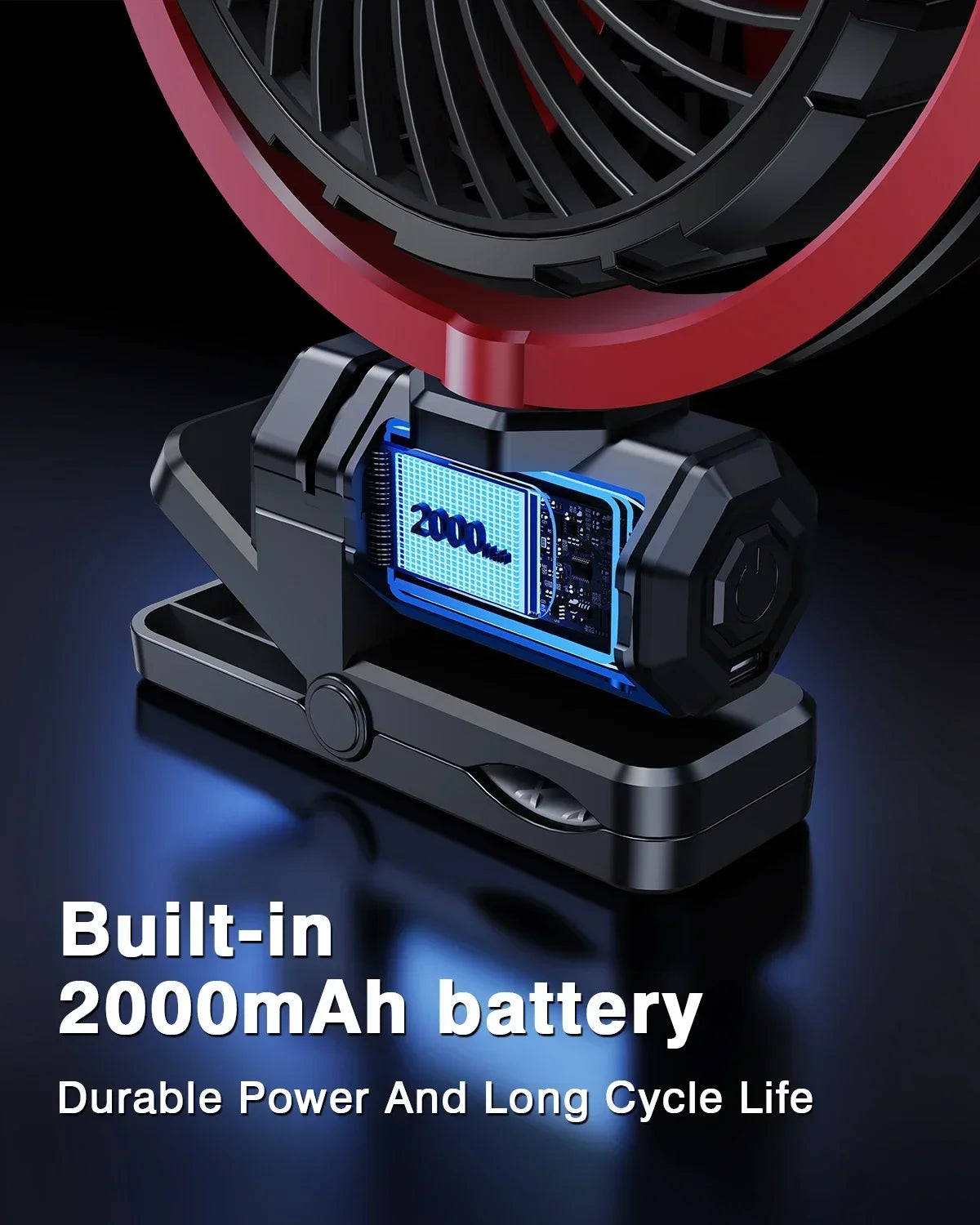 Battery Powered Car Fan 2000mAh Clip On Fan for Car Visor Quiet Rotate USB Rechargeable for SUV Van Truck Accessories