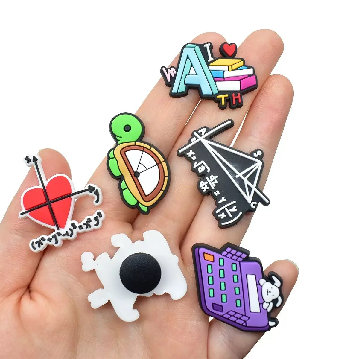 24-100Pcs Hello Math Function Kids Shoe Charms Ruler Learn Good Garden Slipper Buckle Accessories For Birthday Gift