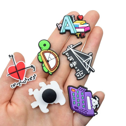 24-100Pcs Hello Math Function Kids Shoe Charms Ruler Learn Good Garden Slipper Buckle Accessories For Birthday Gift