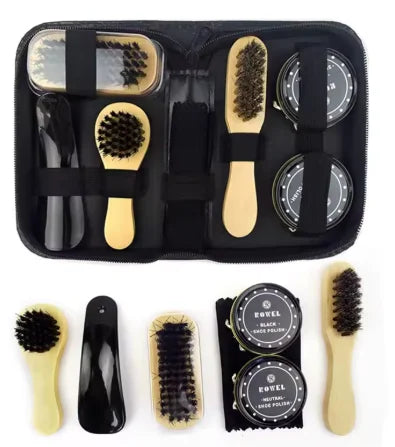 Professional Shoes Care Kit Portable For Boots Sneakers Cleaning Set Polish Brush horn Shine Polishing Tool For Leather Shoes
