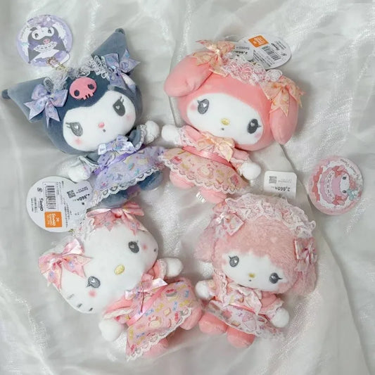 NEW Maid Lolita skirt Series My Melody pink dress My Sweet Piano Kuromi Sanrio Plush Keyring Hello Kitty Small Pendant Toys gift