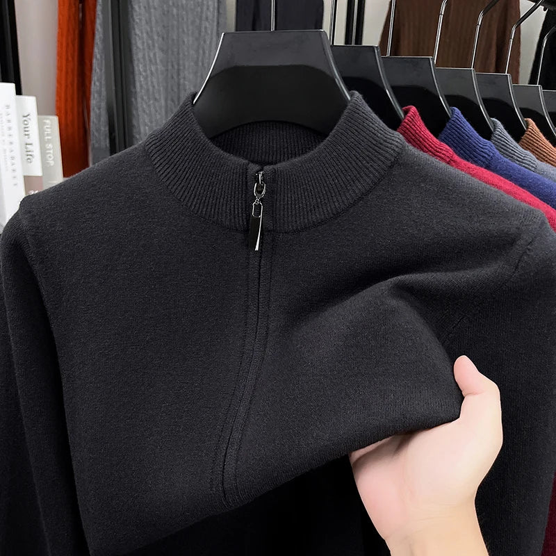 Light Luxury 2025 Knitted Cardigan Men's Winter New Trend Warm Sweater Jacket with Wool Sweater Zipper Sweatshirt