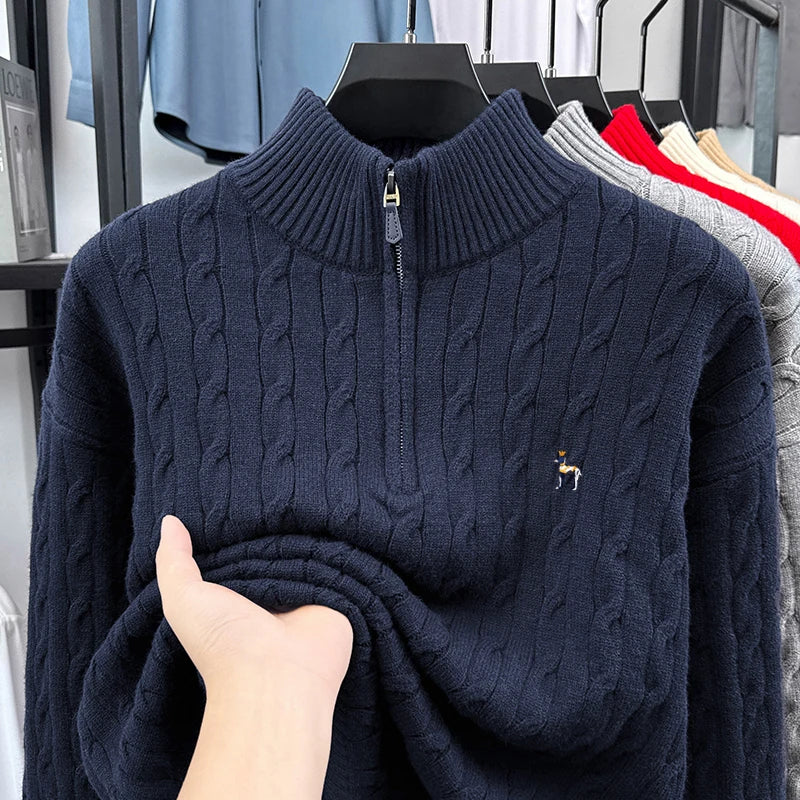 2025Autumn and Winter New Fashion Brand Men and Women Same Style Couple Shirt Fried Dough Twists Embroidery Dog Logo Top Sweater