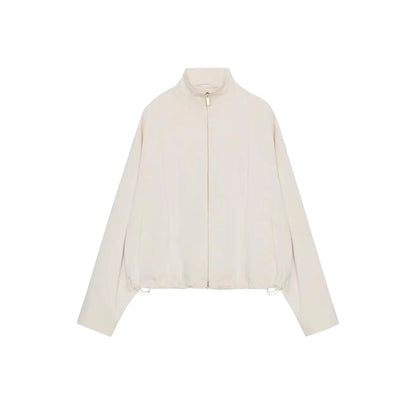 Women's Pilot Jacket Coat High Waist Commute Line Decor Straight Leg Pants Two Piece Set Long Sleeve Stand Collar Jacket