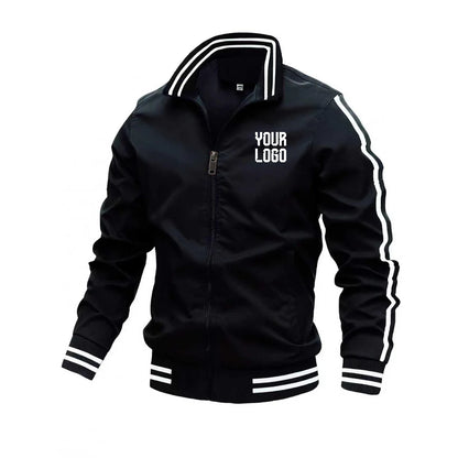 Men's full-zip jacket, featuring a simple zipper pocket design, customizable logo, sporty and outdoor street style