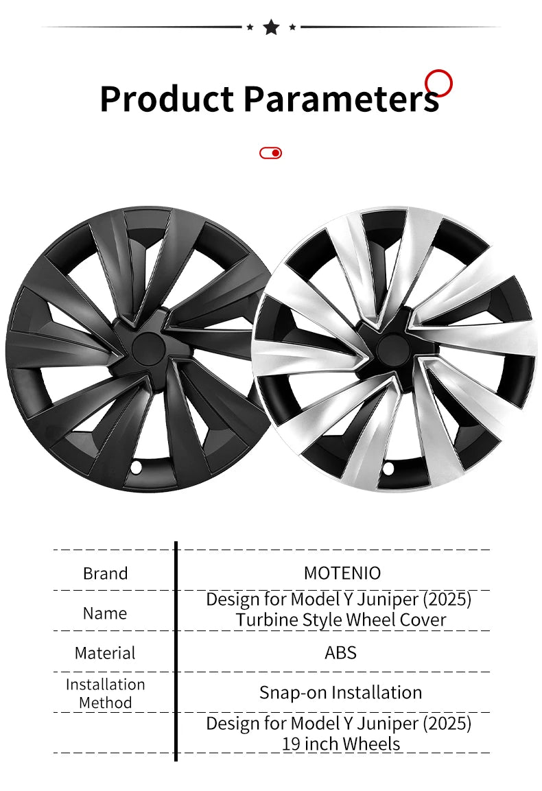 4PCS for New Model Y 2025-2026 Juniper 19in 28th Style Hubcap Rim Cover Accessories Hub Cap Automobile Wheel Cap for Tesla New