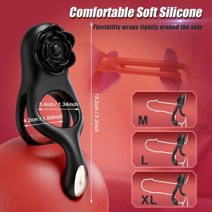 Vibrating Penis Ring Cock Ring for Men Penis Vibrator Scrotum Massager Clit Stimulator Adult Goods Sex Toy for Men and Couples
