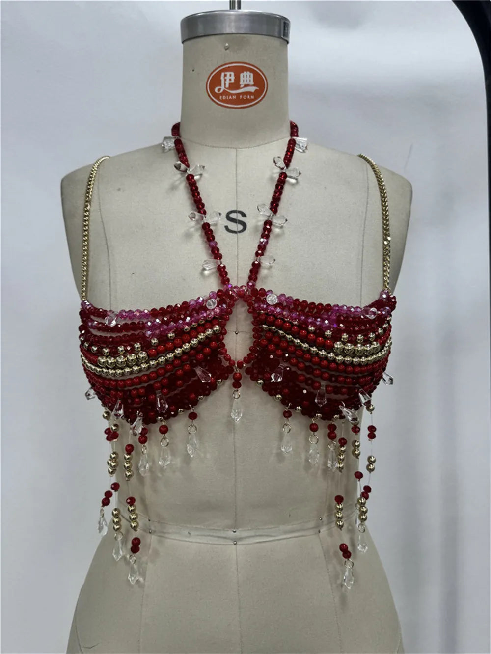 Women's Beading Vest Hollow Out Tops Body Beachwear Lingerie Harness Beaded  Bralette Neck Bra Bustier Bra Women Club Rave