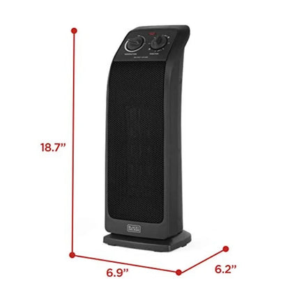 Oscillating Ceramic Tower Heater, 1500W Space Heater and Fan Combo with Adjustable Thermostat, 3 Settings, For Home and Office,