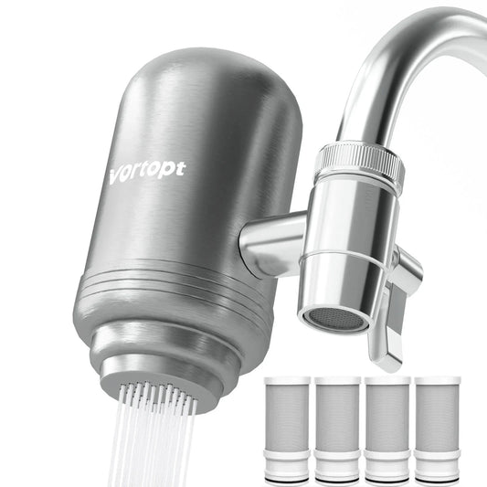 HOMEFISH Stainless Steel Faucet Tap Water Filter Purifier System, NSF Certified Reduces Lead, Chlorine & Bad Taste Kitchen