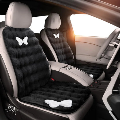 Winter Plush Car Seat Cover Bowknot Fashion Cute Women's Automotive Interior Protector Steering Wheel Warm Cushion Car Pillow