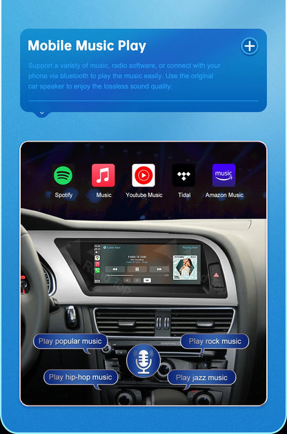 CN Road Top 8.9 12.3'' Touch Screen Multimedia Player Andriod Auto Link For Audi A4 S4 B8 2009-2015 GPS Carplay Display Car Play