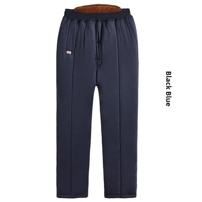Thickened Cotton Pants for Middle-Aged And Elderly Men Winter Warm High-Waist Fleece-Lined Dad Pants Cold-Resistant Camel Cot...