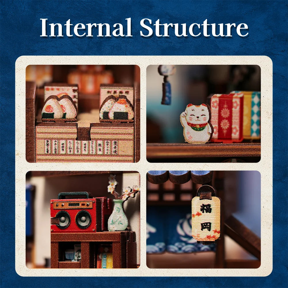 CUTEBEE Book Nook Kit DIY Wooden Doll House Miniature Model for Amazing Gifts Japanese Style