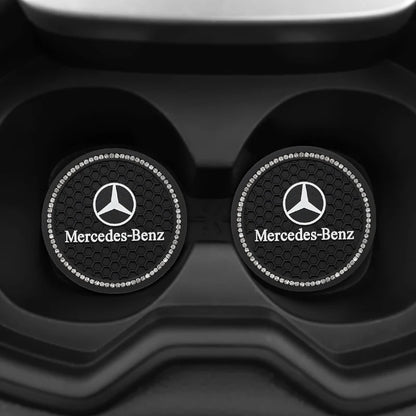 2Pcs Crystal Decoration Silicone Mat Car Water Cup Groove Anti-slip Pads For Mercedes Benz AMG Smart W205 C300 W203 W206 W108