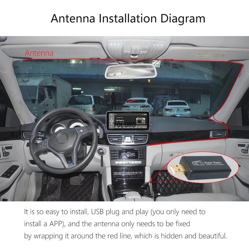 Universal Car Radio AM/FM Stereo Adapter Receiver USB Stick Antenna Box Applied to Android System APK Control