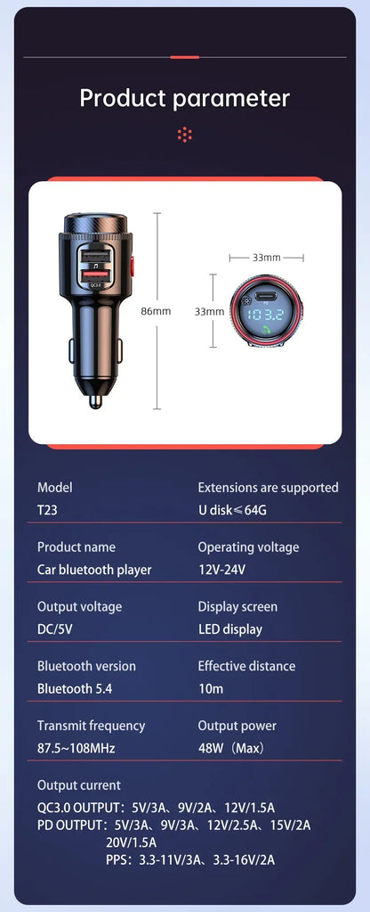 2 Pcs VR Robot Bluetooth Car MP3 Player FM Transmitter Wireless Handsfree U Disk Play USB Fast Charge Adapter PD30W QC3.0
