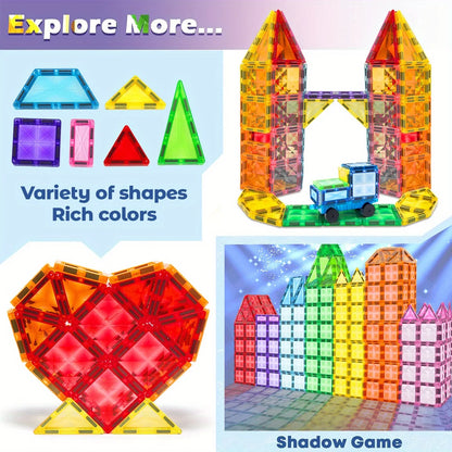 Magnetic Building Blocks Toy Magnetic Tiles, Ideal for Parent-Child Interaction, Learning and Creative Play, Back-To-School Gift