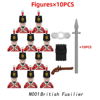 MOC Historical Military Building Blocks Figures Napoleonic Wars British Infantry Soldiers Rifle DIY Brick Toys For Birthday Gift