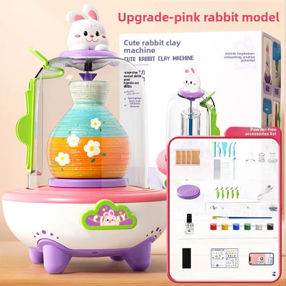 Creative Electric Mini Fingertip Pottery Wheel Kit Non Bake Clay DIY Craft Set for Kids Primary School Students Birthday Gift