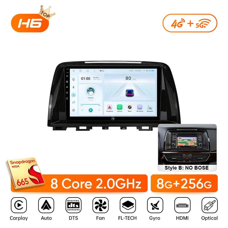 Ainavi Car Multimedia Player For Mazda 6 GJ Atenza 2013 2014 2015 Touring Sport GT wireless Carplay Android Auto 4G Wifi 2din