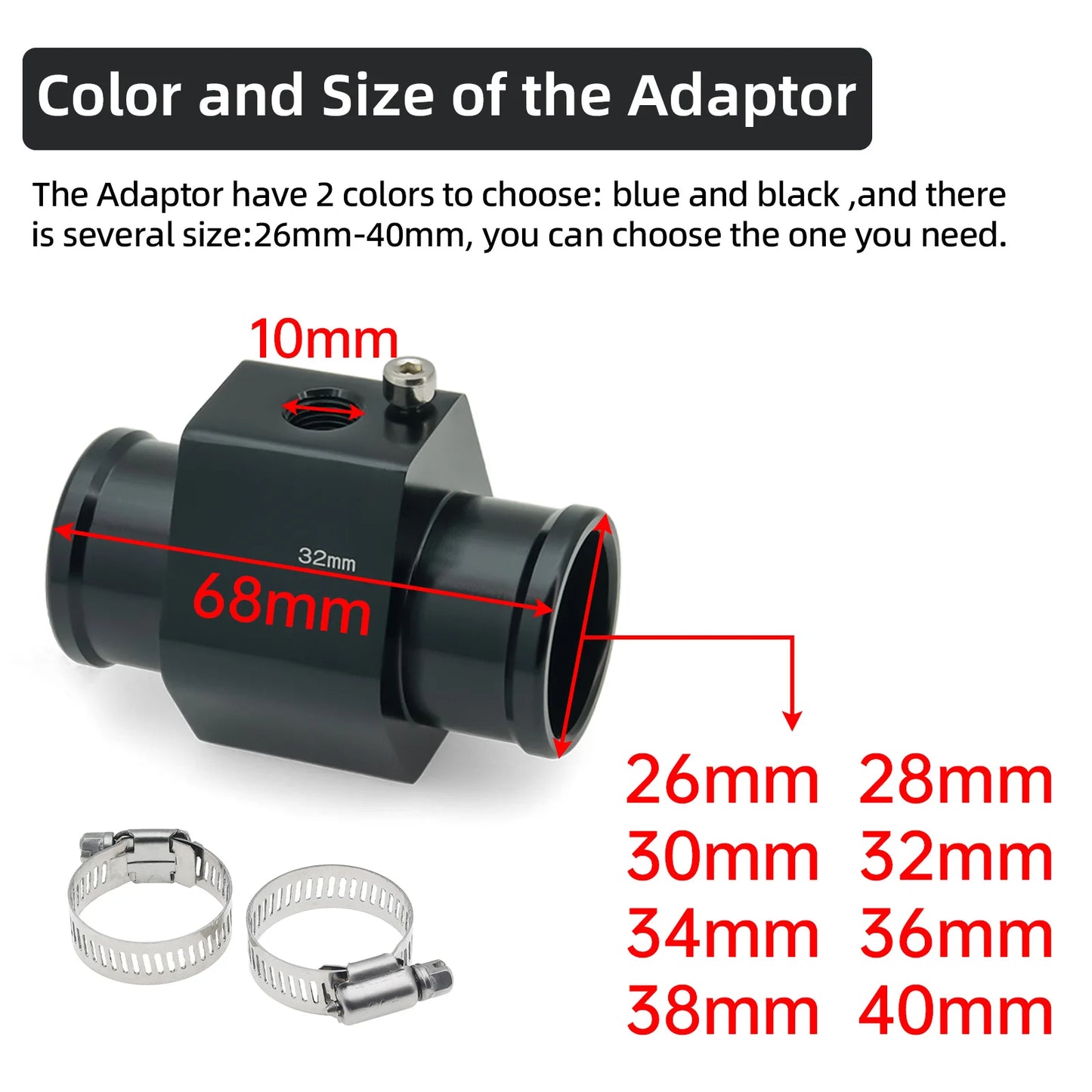 52MM Water Temperature / Oil Temp 12V Car Gauge + 26MM-40MM Adapter With Temp Sensor Collocation Car Accessories For All Vehicle