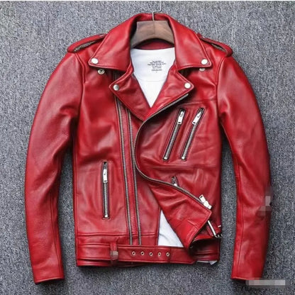 Winter and Autumn Men's Oversized Button-down PU Leather Coat with Multiple Zippers Polo Jacket, with Many Zippers Mens Jacket