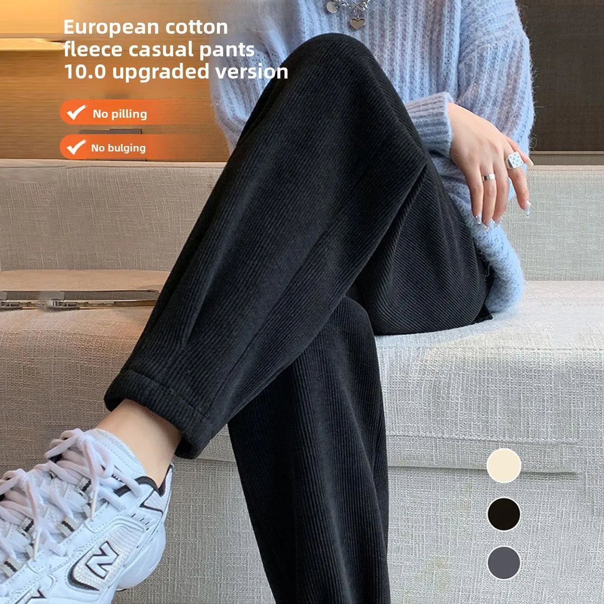 Autumn Winter High Waist Loose Thickened Fleece Harlan Pants Women's Casual Trousers Carrot Style Comfortable Loose Fit